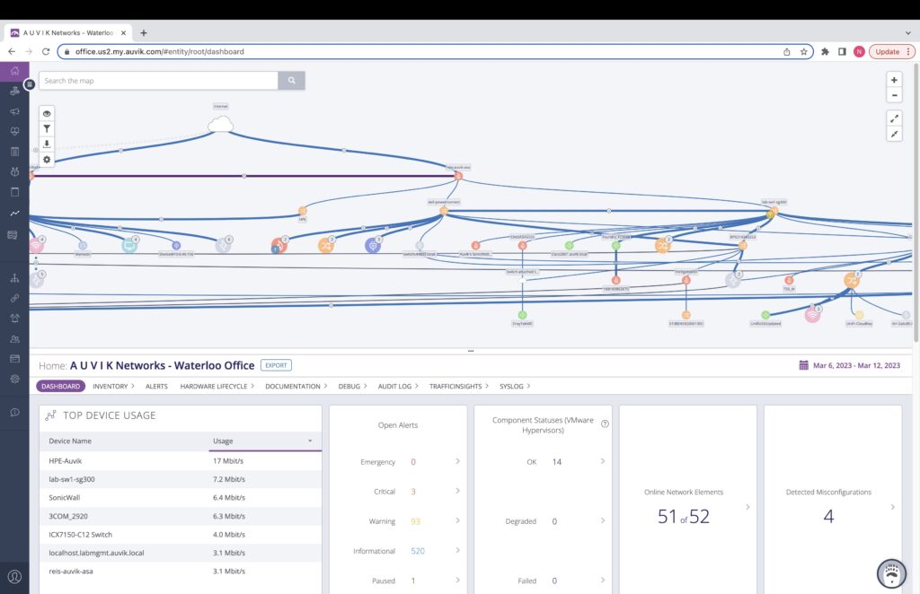 Custom dashboard views in Auvik