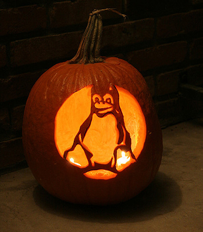 Tux Linux penguin pumpkin carving Halloween