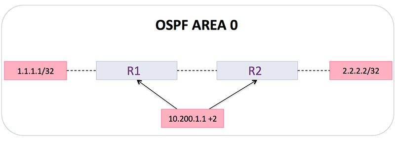 OSPF protocol network routing example