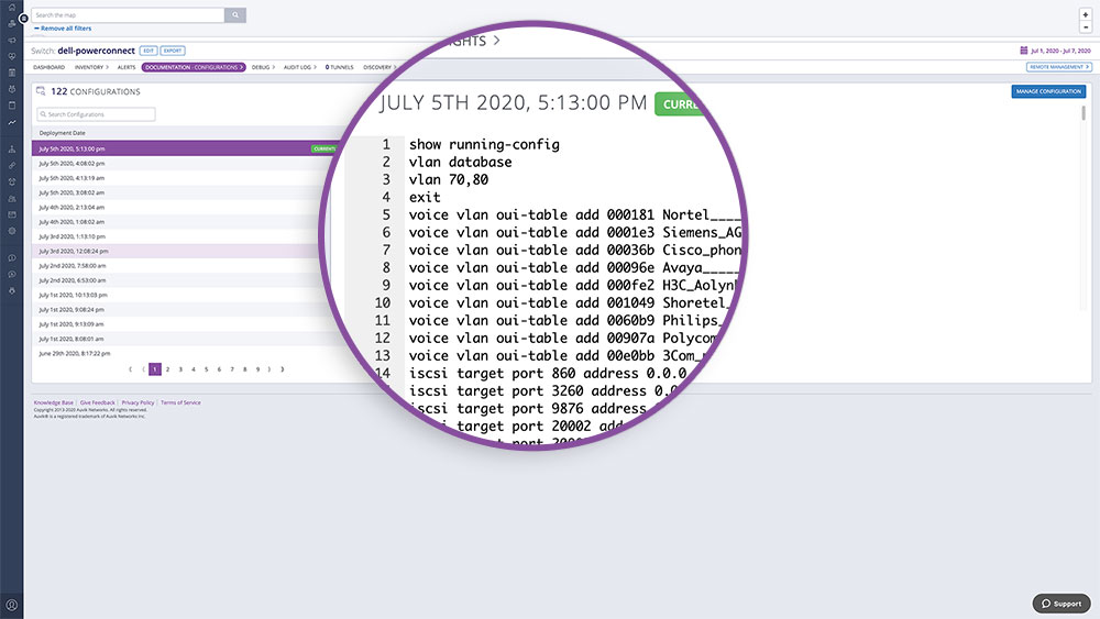 screenshot showing configuration logs