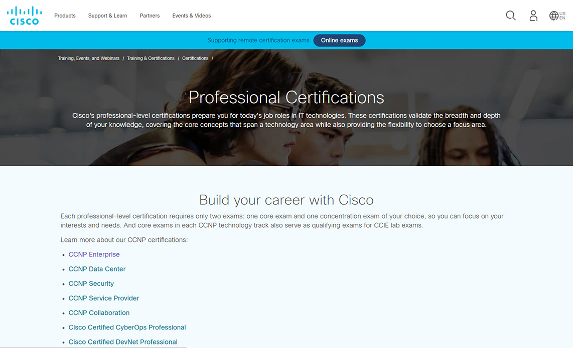 screenshot - Cisco CCNP certification
