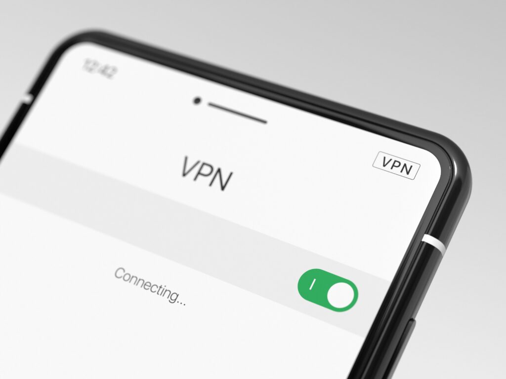 smartphone screen showing someone connecting to a VPN