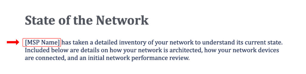 Add in your company name to the State of the Network section