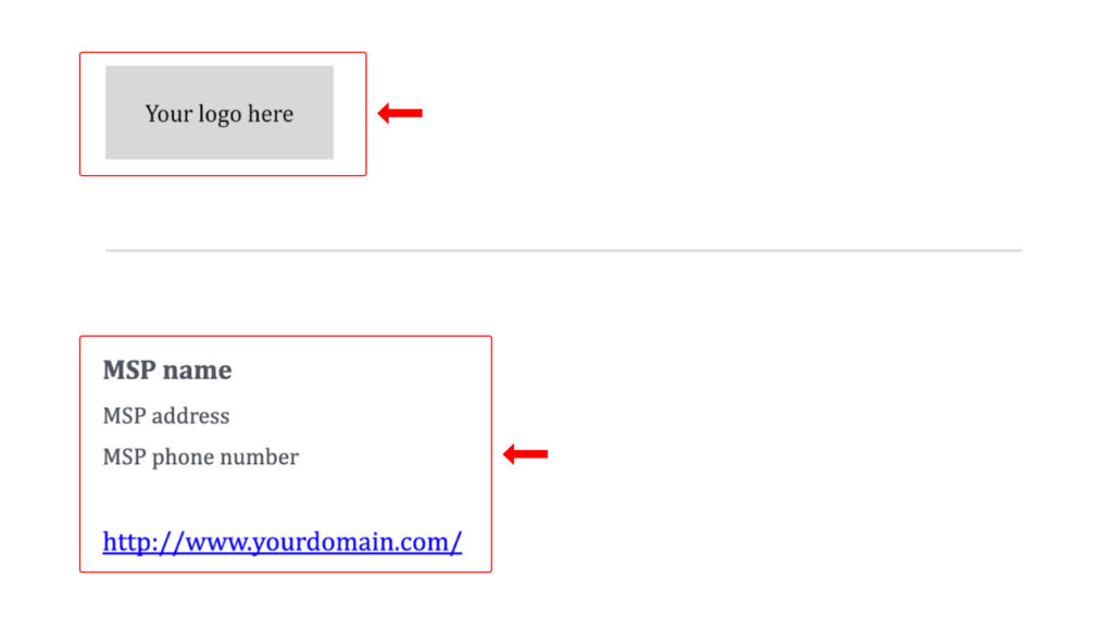 how to format your company logo and information