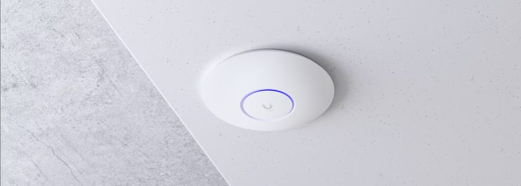 Ubiquiti Access Point on ceiling
