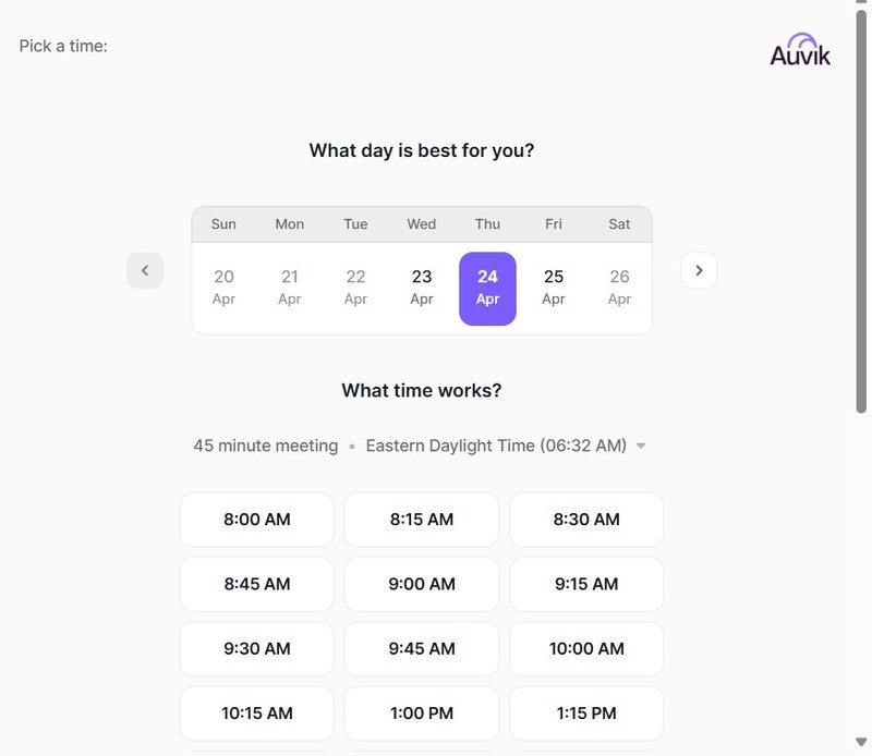View of how to book a demo time